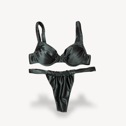Satin Push-Up Bra & Thong Set