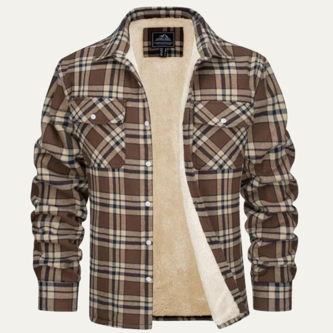 Men’s Warm Fleece Lined Plaid Shirt Jacket