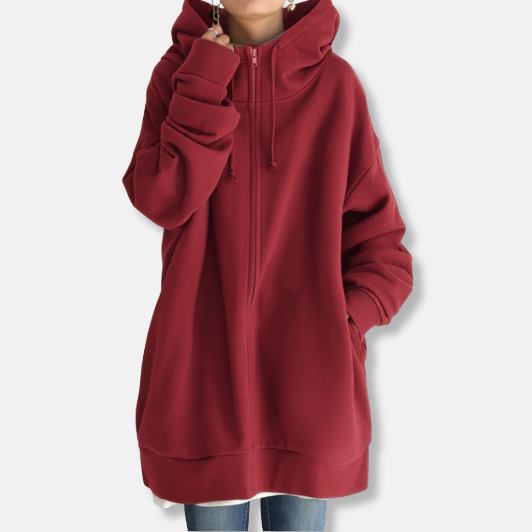Women’s Hoodie – Oversized Fit – Zip Front – Long Sleeve Casual