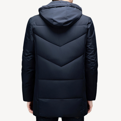 Men's Puffer Jacket with Waterproof and Hooded Winter Coat