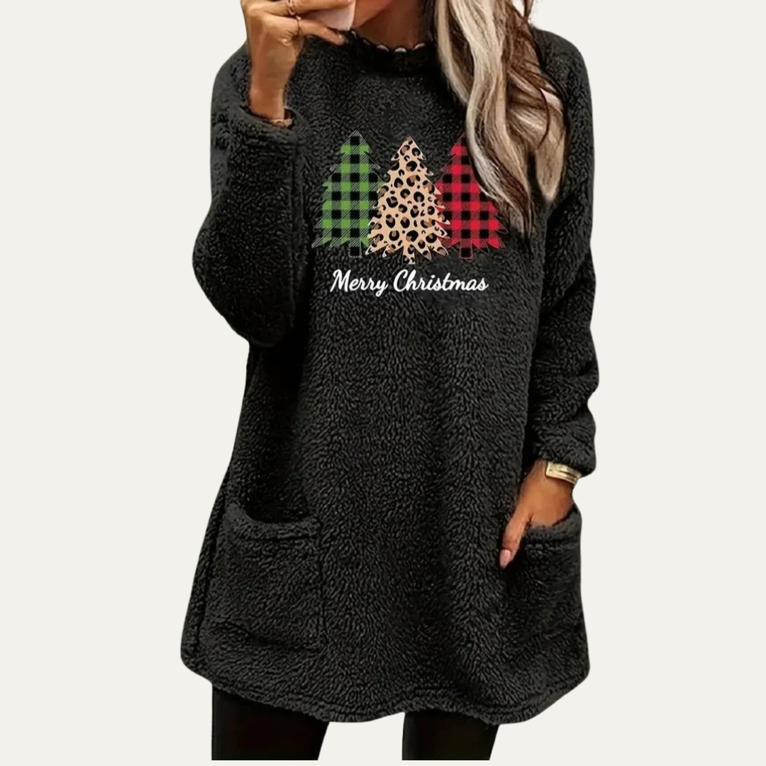 Women’s Fuzzy Christmas Tree Sherpa Lounge Top