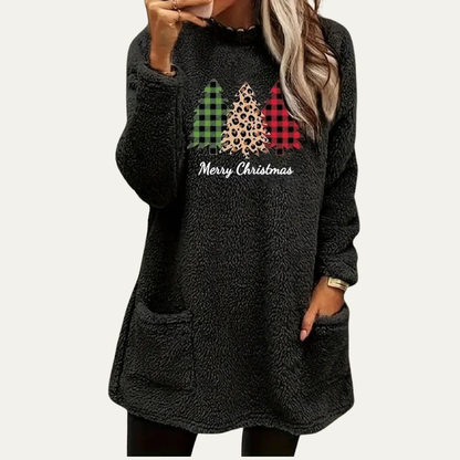 Women’s Fuzzy Christmas Tree Sherpa Lounge Top