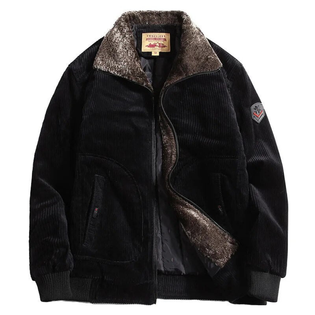Men’s Corduroy Bomber Jacket with Plush Collar