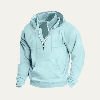 Men’s Utility Pocket Hooded Partial Zip Sweatshirt