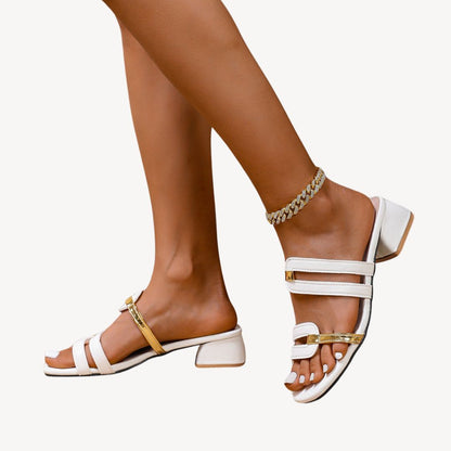 Leather Gold Orthopedic Women's Sandals
