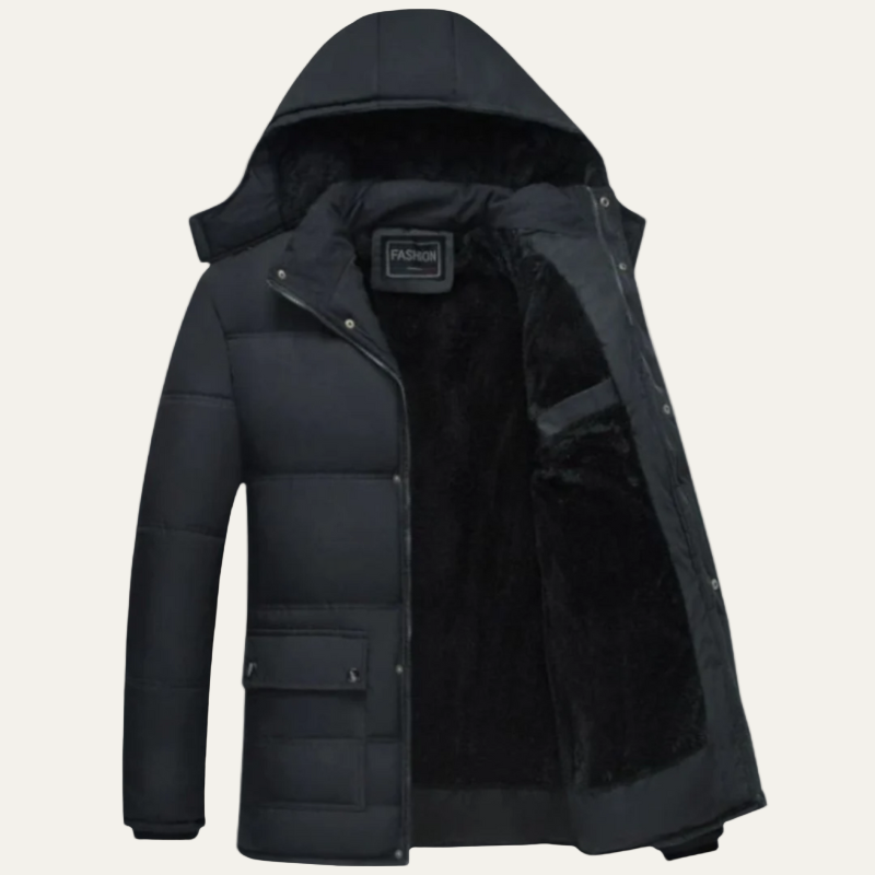 Men’s Structured Padded Puffer Jacket with Detachable Hood