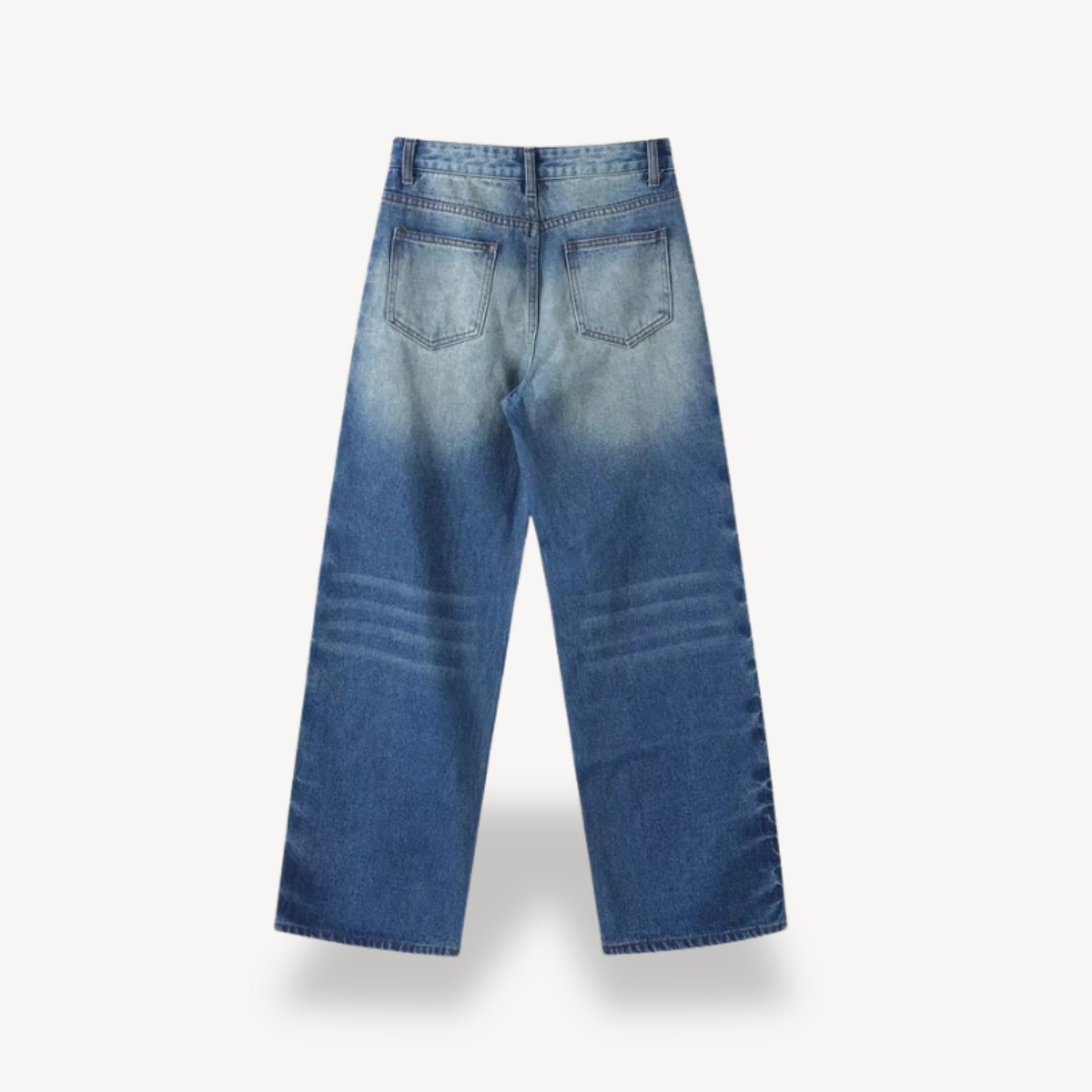 Women's Button-Studded Wide-Leg Jeans