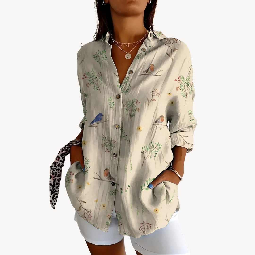 Print Button-Up Shirt Women