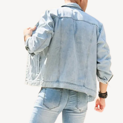 Distressed Light Blue Denim Jacket for Men