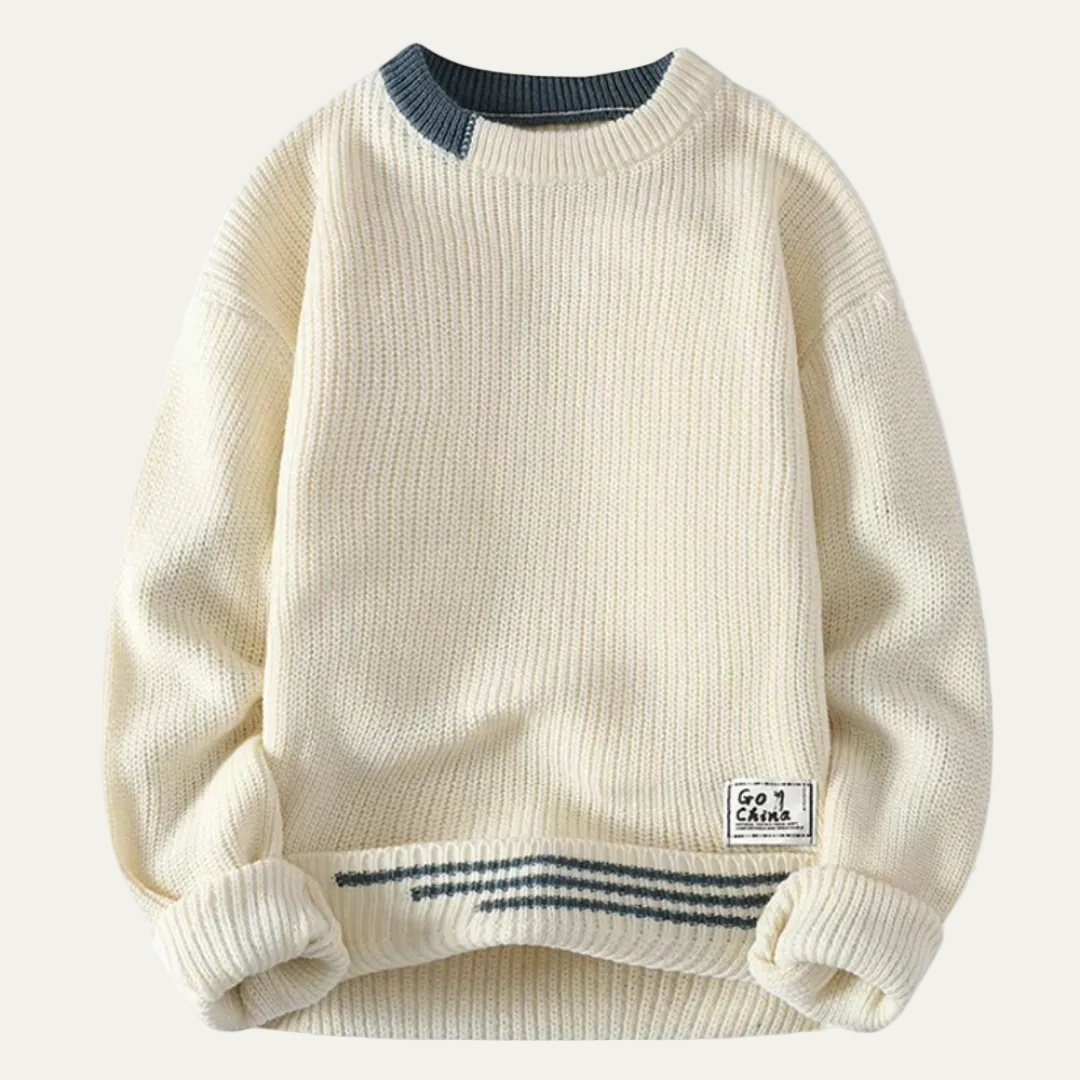 Men’s Ribbed Stripe Trim Sweater