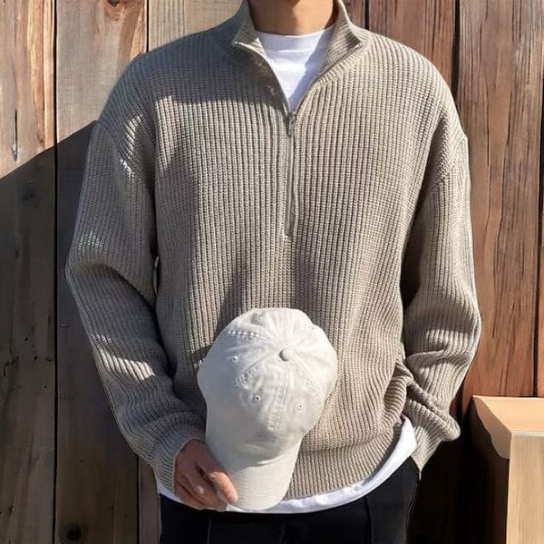 Men's Ribbed Zip Sweater | Casual