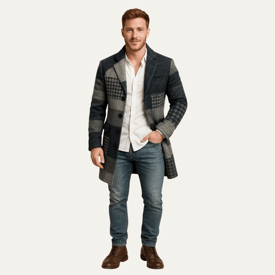 Men’s Tailored Plaid Topcoat