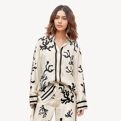 Coral Print Pajama Set Women
