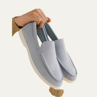 Men’s Suede Driving Moccasins with Metal Keeper Detail