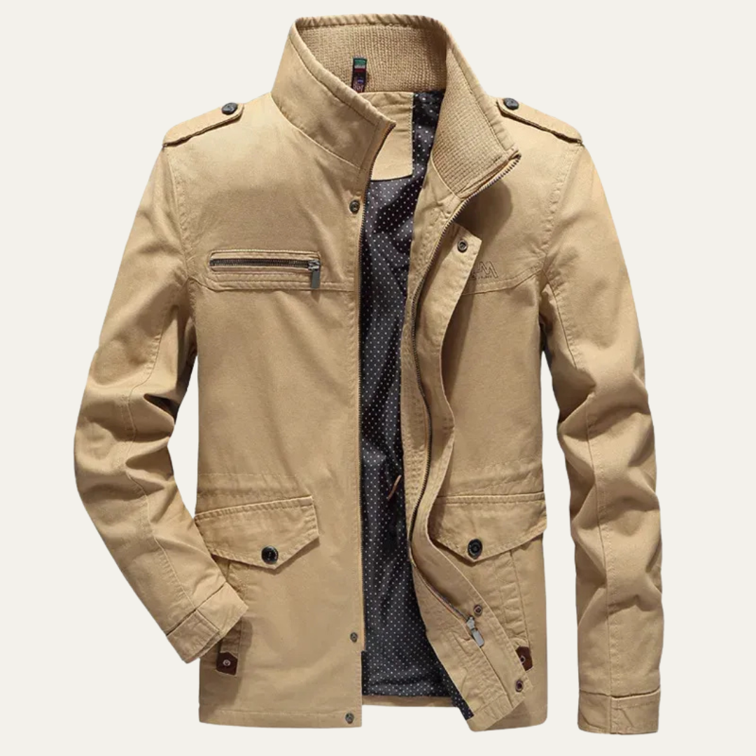 Men’s Military Inspired High Collar Utility Jacket