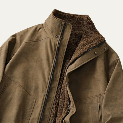The Sandringham Men’s Warm Fleece Lined Vintage Brown Suede Jacket