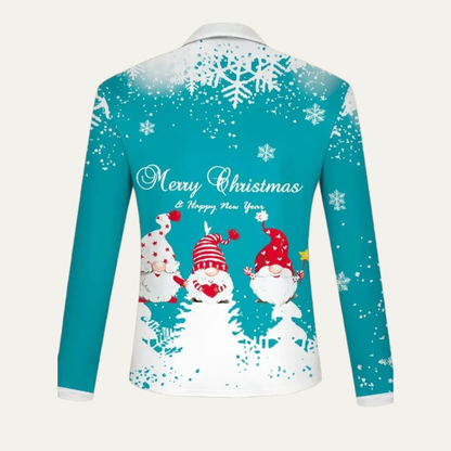 Men’s Festive Gnome Quarter-Zip Christmas Polo