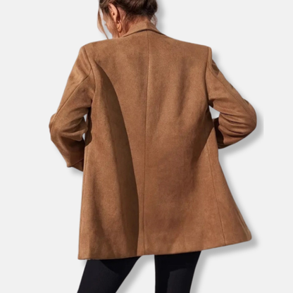Women’s Blazer – Oversized Fit – Longline Open Front – Shawl Lapel – Soft Touch Fabric