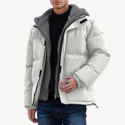 Sherpa-Lined Hooded Puffer Jacket Men