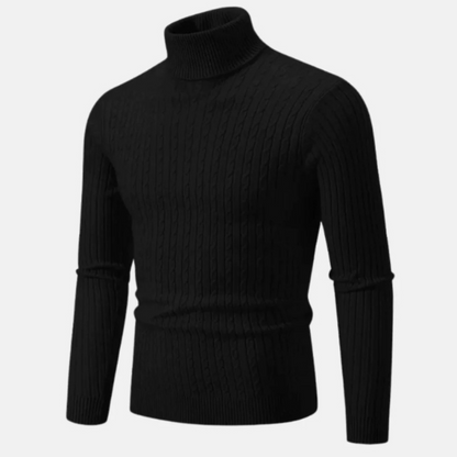 Men’s Fitted Cable Knit Turtleneck Sweater