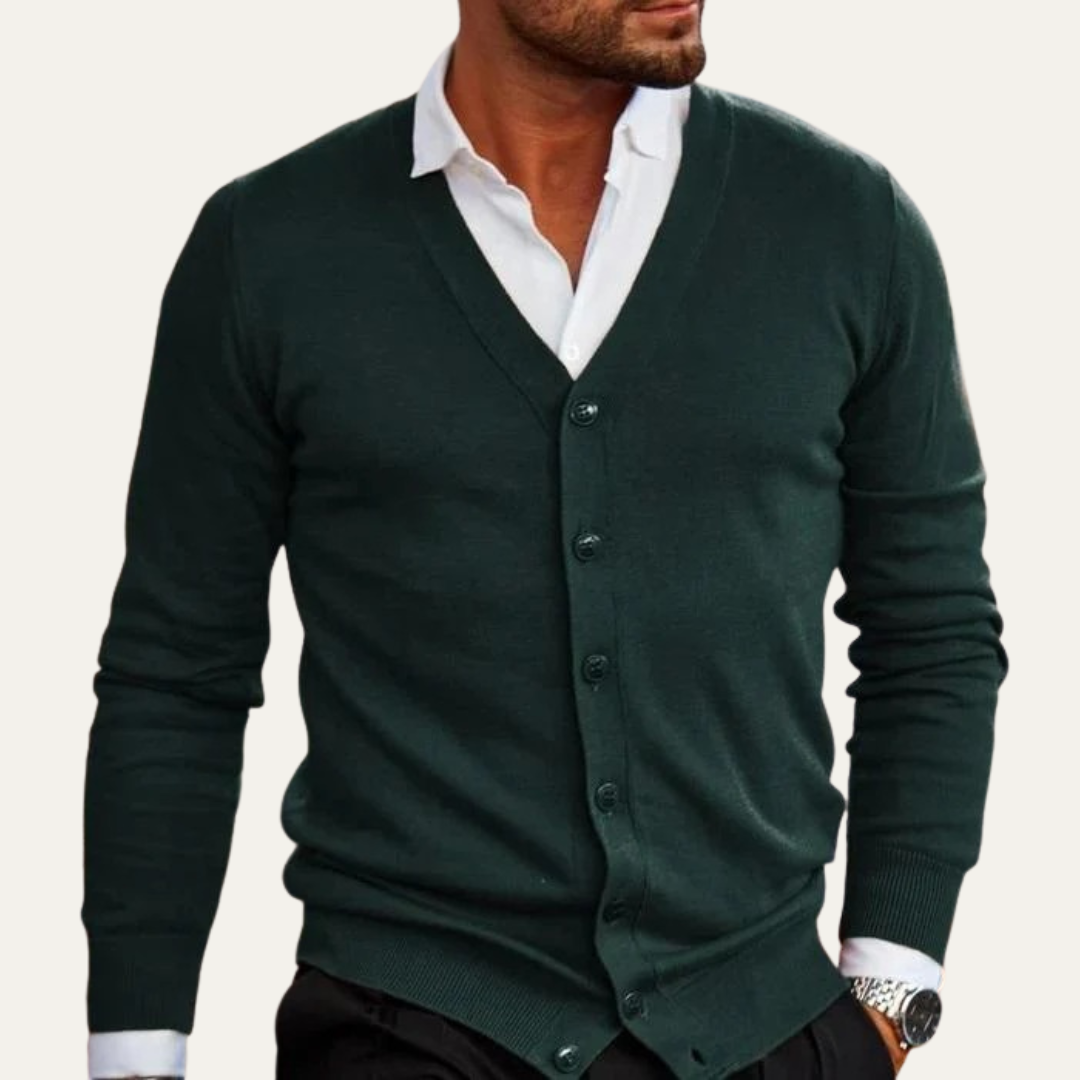 Men’s Classic V Neck Button Front Cardigan