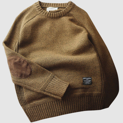 Men’s Crew Neck Sweater with Elbow Patches
