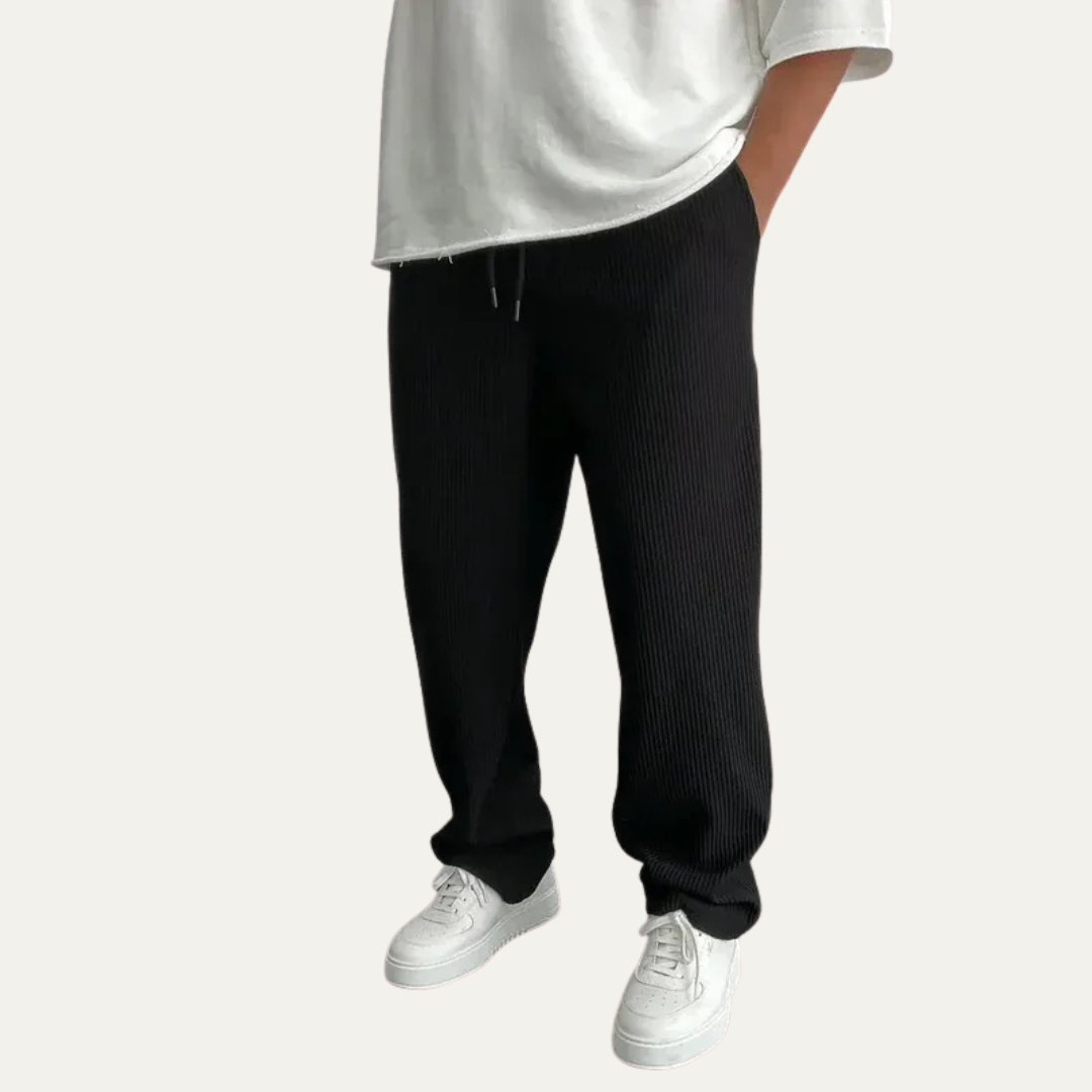 Men’s Wide Leg Rib Knit Lounge Trousers