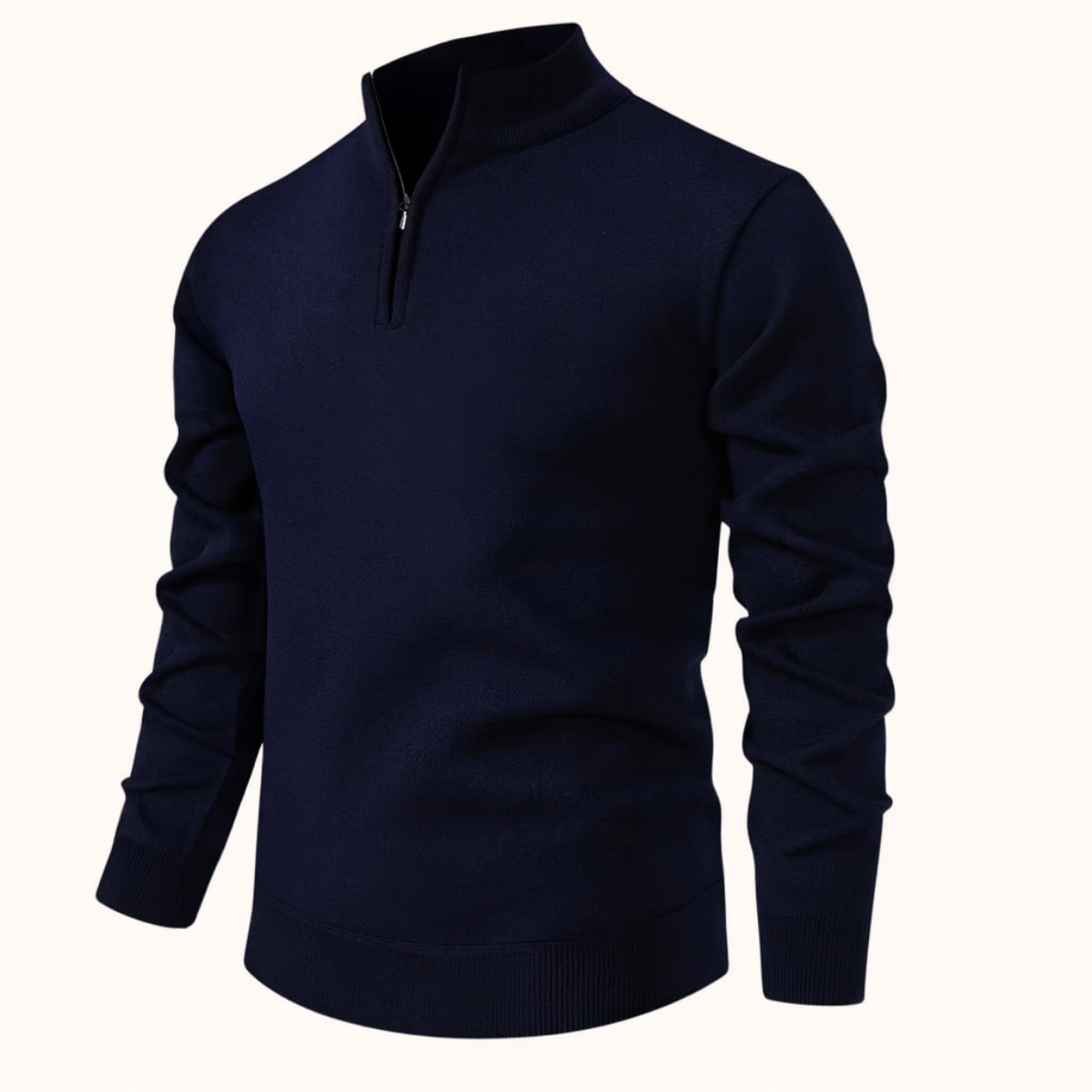 Men’s Solid Quarter Zip Stand Collar Pullover