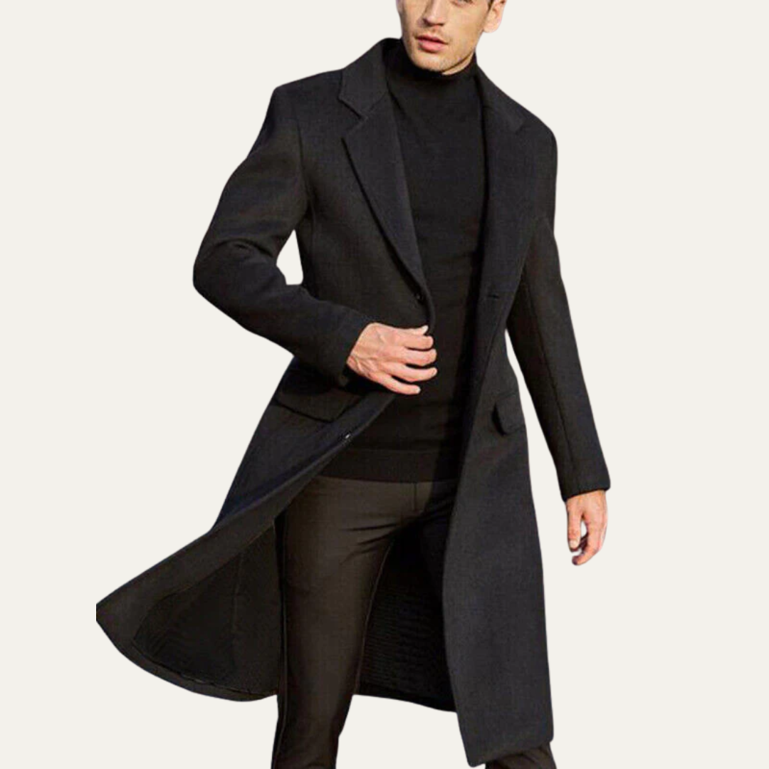 Men’s Tailored Long Single Breasted Formal Overcoat