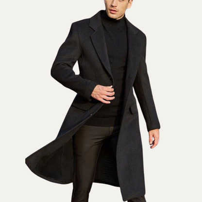 Men’s Tailored Long Single Breasted Formal Overcoat