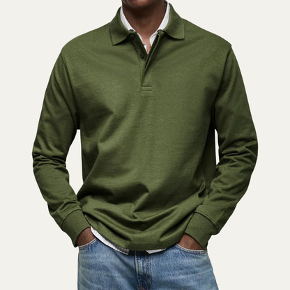 Men’s Long Sleeve Polo in Heavy Jersey Knit