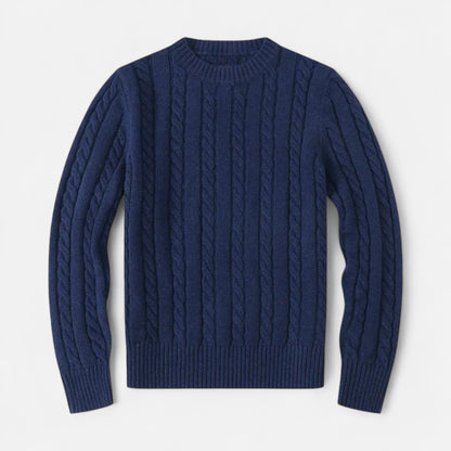 Men's knitted cotton sweater - timeless round neck with modern elegance