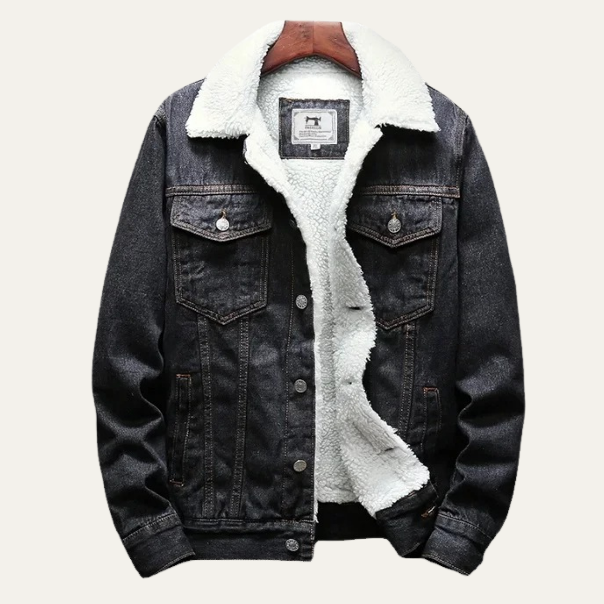 Men’s Winter Shearling Lined Denim Trucker Jacket