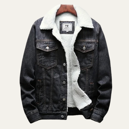 Men’s Winter Shearling Lined Denim Trucker Jacket