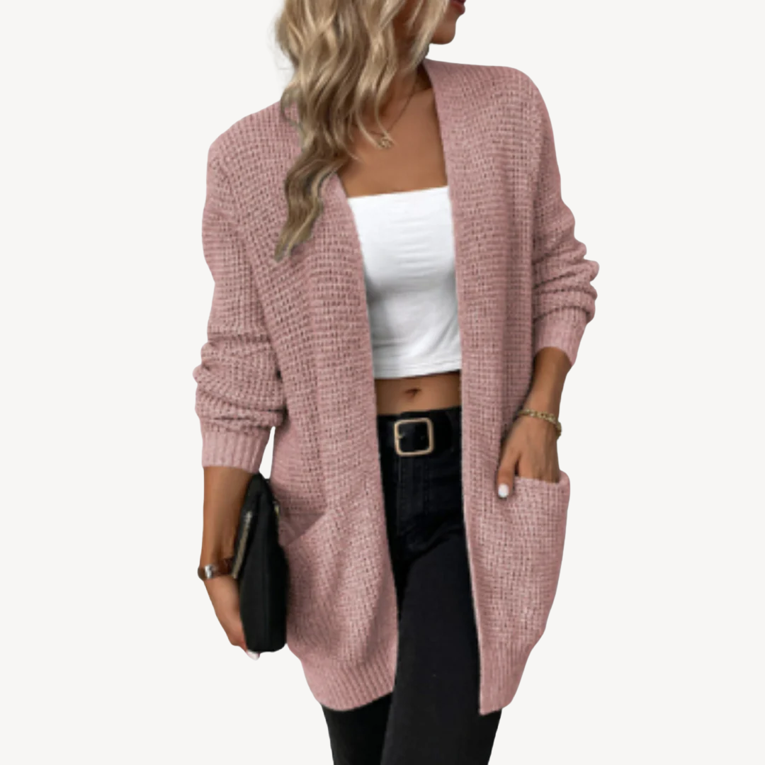 Ribbed Knit Cardigan with Pockets Women