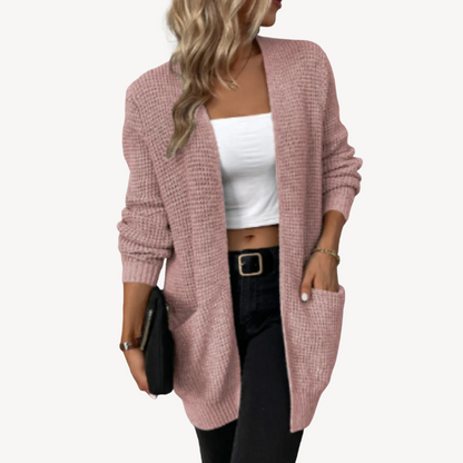 Ribbed Knit Cardigan with Pockets Women