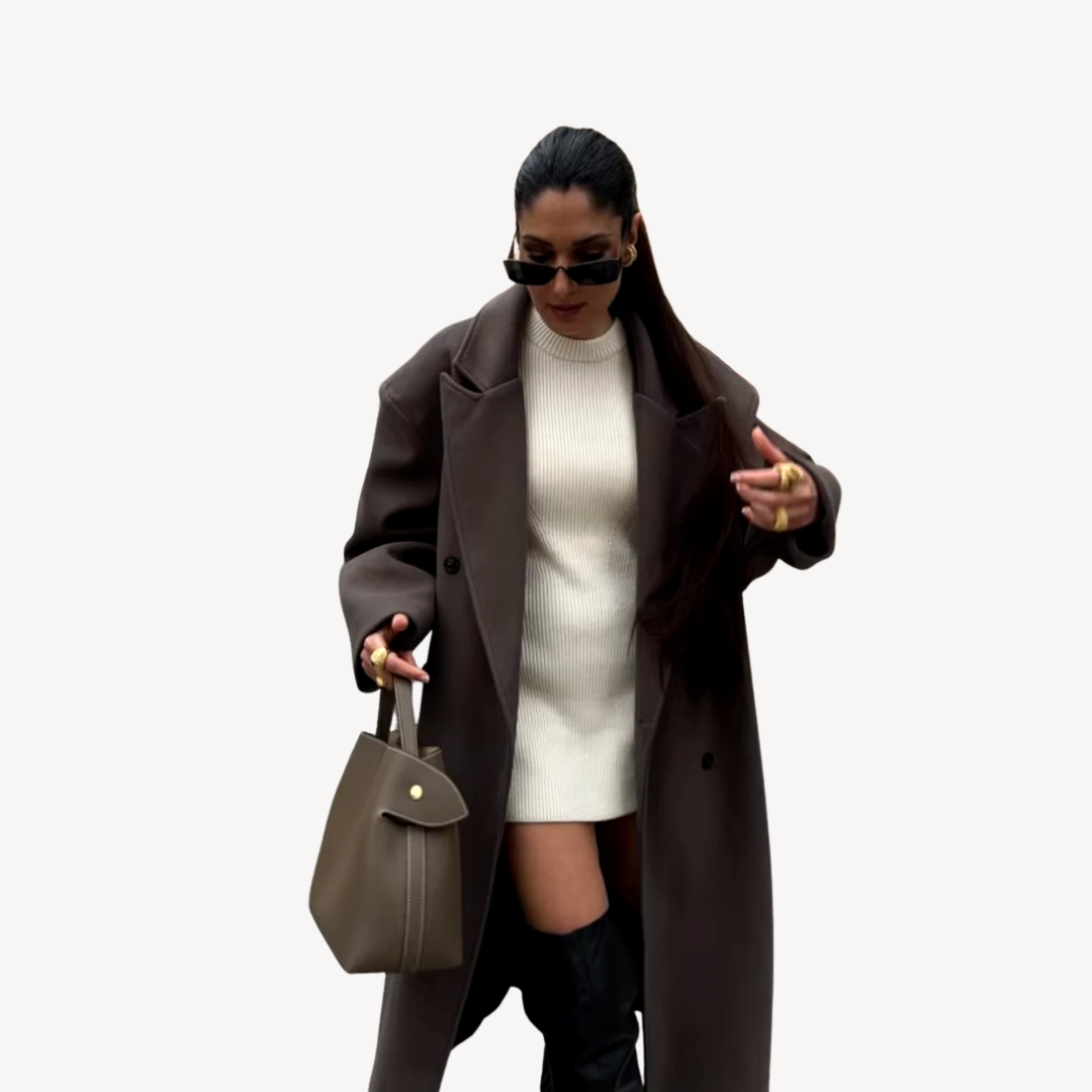 Women's Wool Blend Button Front Long Coat