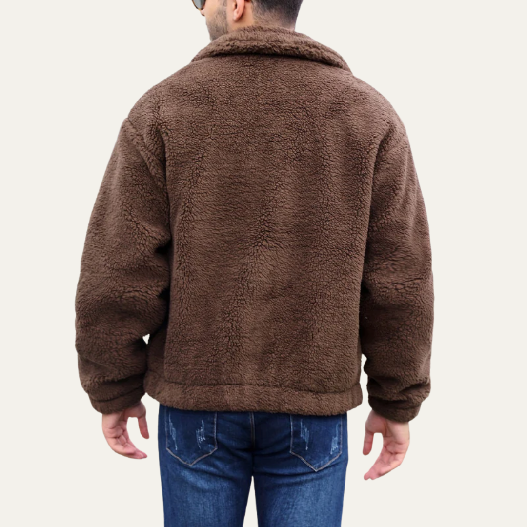 Men’s Casual Fleece Sheepskin Look Jacket
