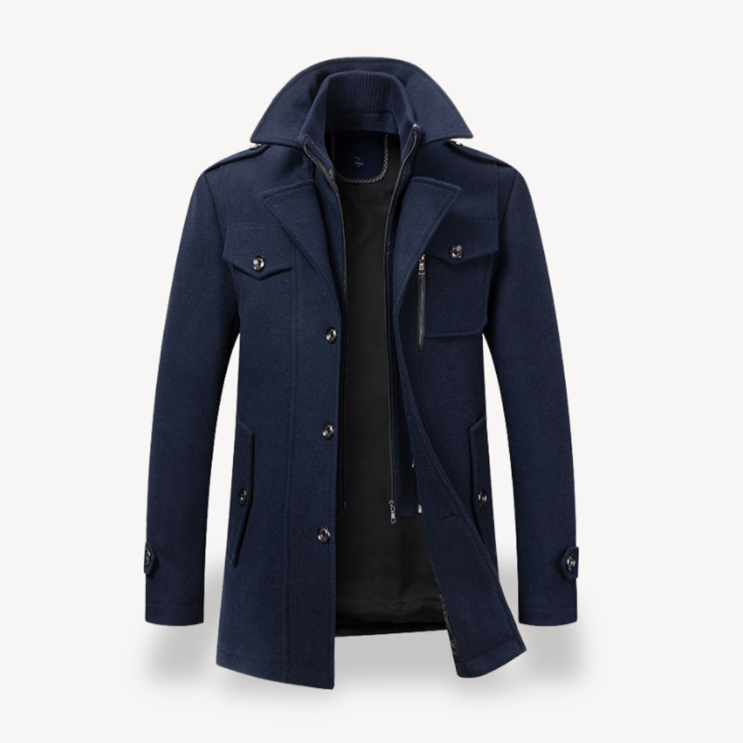 Double-Breasted Wool Blend Coat Men