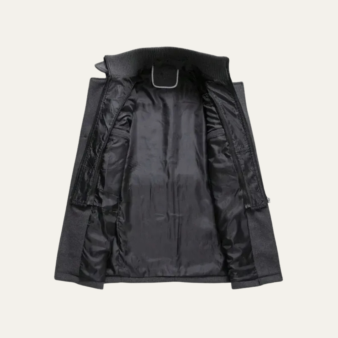 Men’s Military Inspired Wool Blend Mid Thigh Topcoat