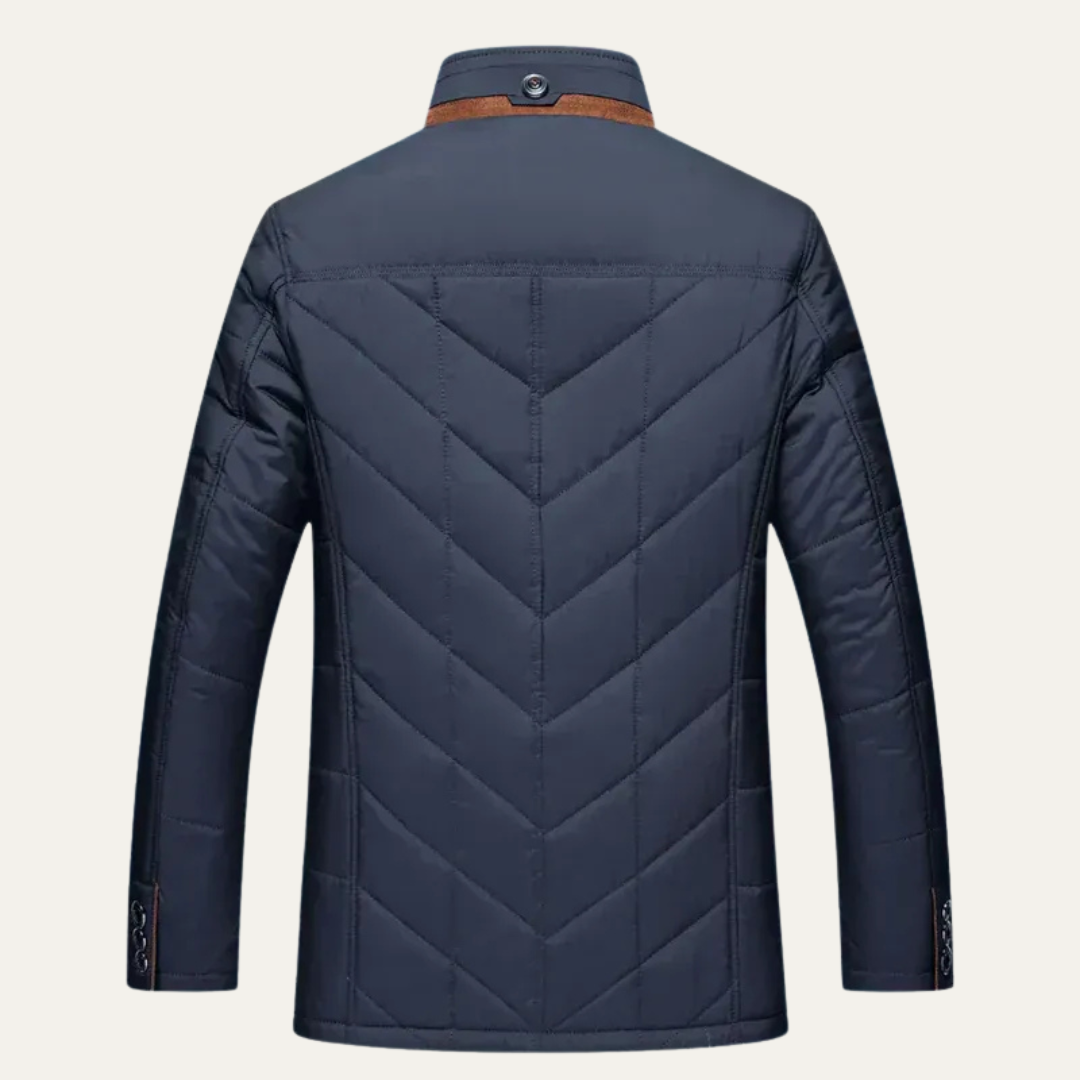 Men’s Quilted Winter Jacket with Faux Fur Collar