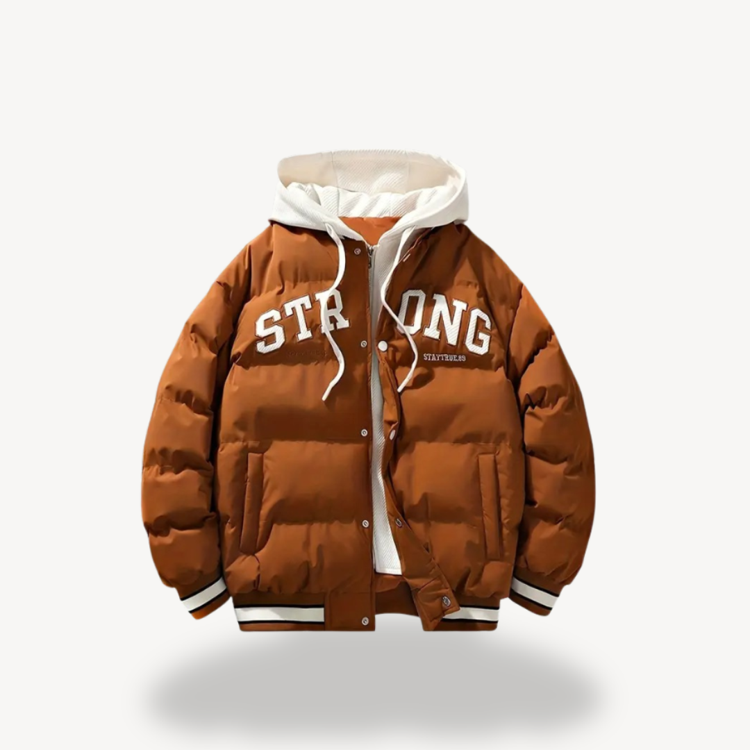Men's Puffer Varsity Jacket with Hoodie