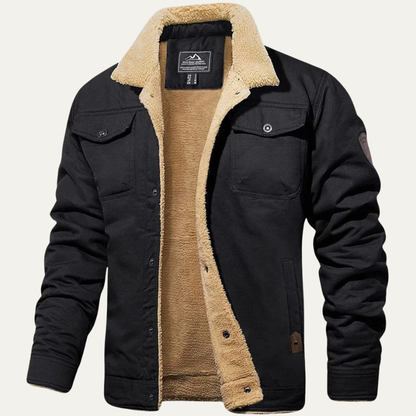 Men’s Faux Shearling Lined Snap Front Trucker Jacket