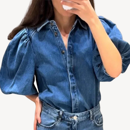 Denim Puff Sleeve Shirt