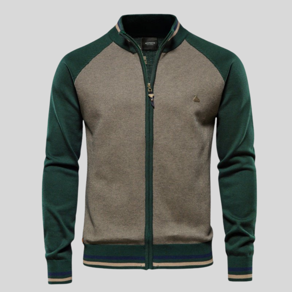 Men’s Two Tone Raglan Zip Cardigan