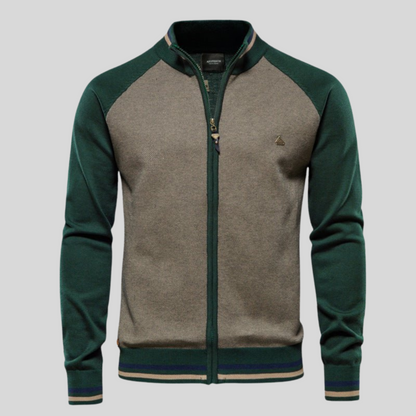 Men’s Two Tone Raglan Zip Cardigan