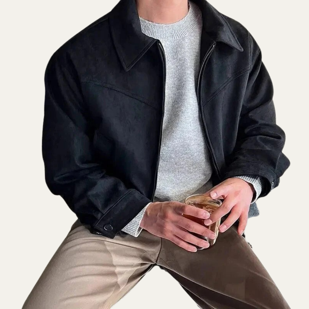 Men’s Cropped Full-Zip Trucker Jacket