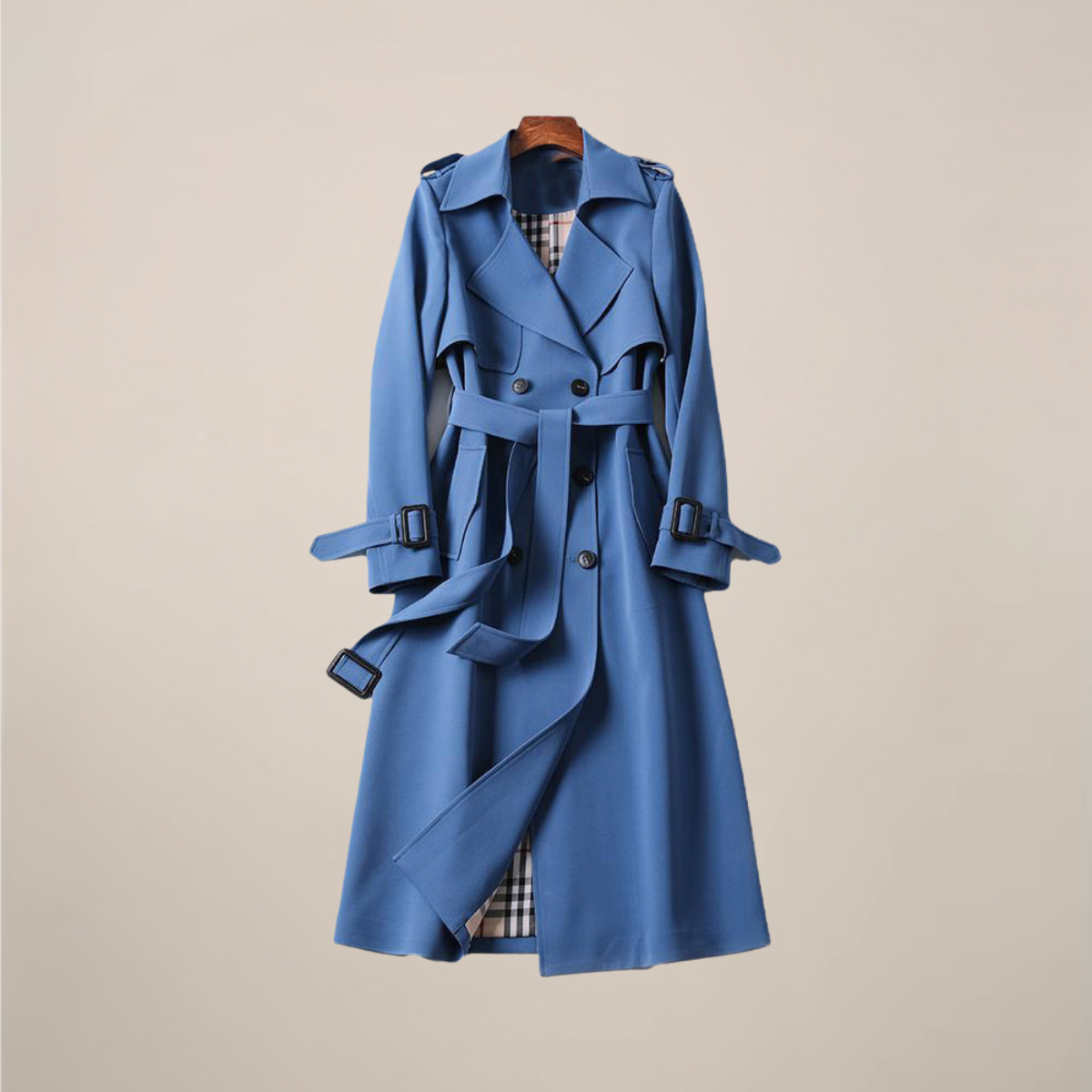 Women’s Classic Belted Trench Coat – Timeless Double-Breasted Design