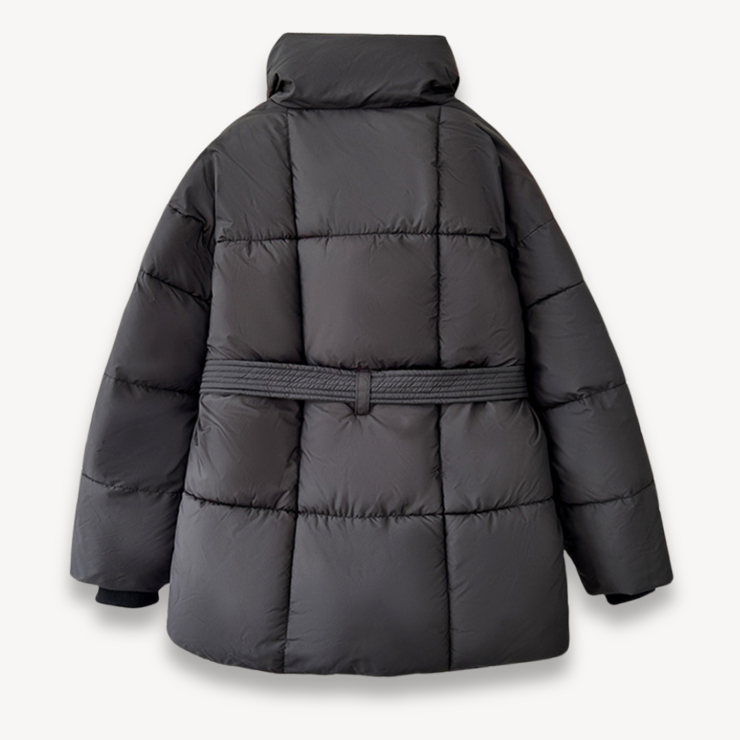 Belted Quilted Puffer Jacket for Women