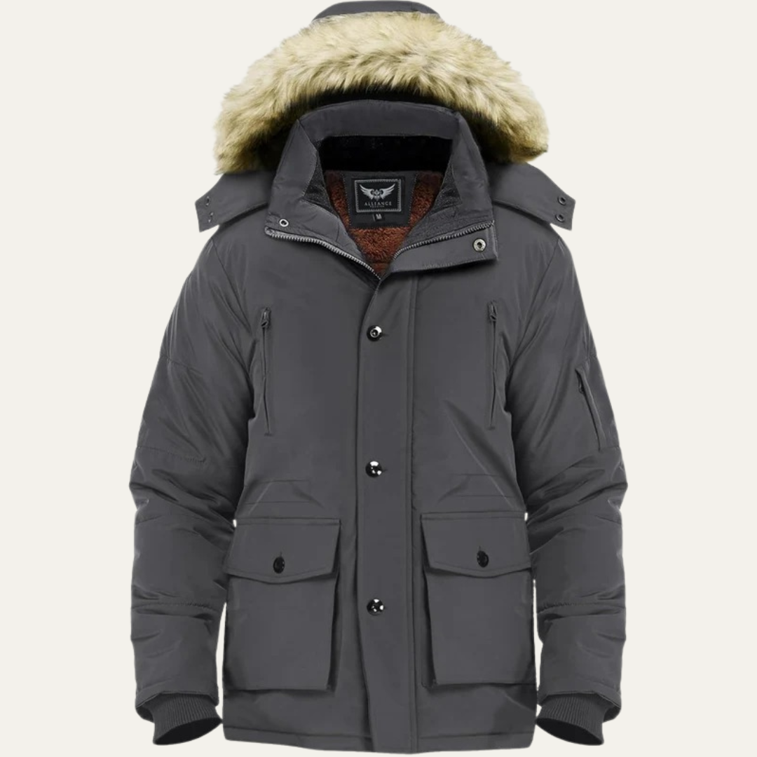 Men’s Mid Length Winter Parka with Detachable Hood